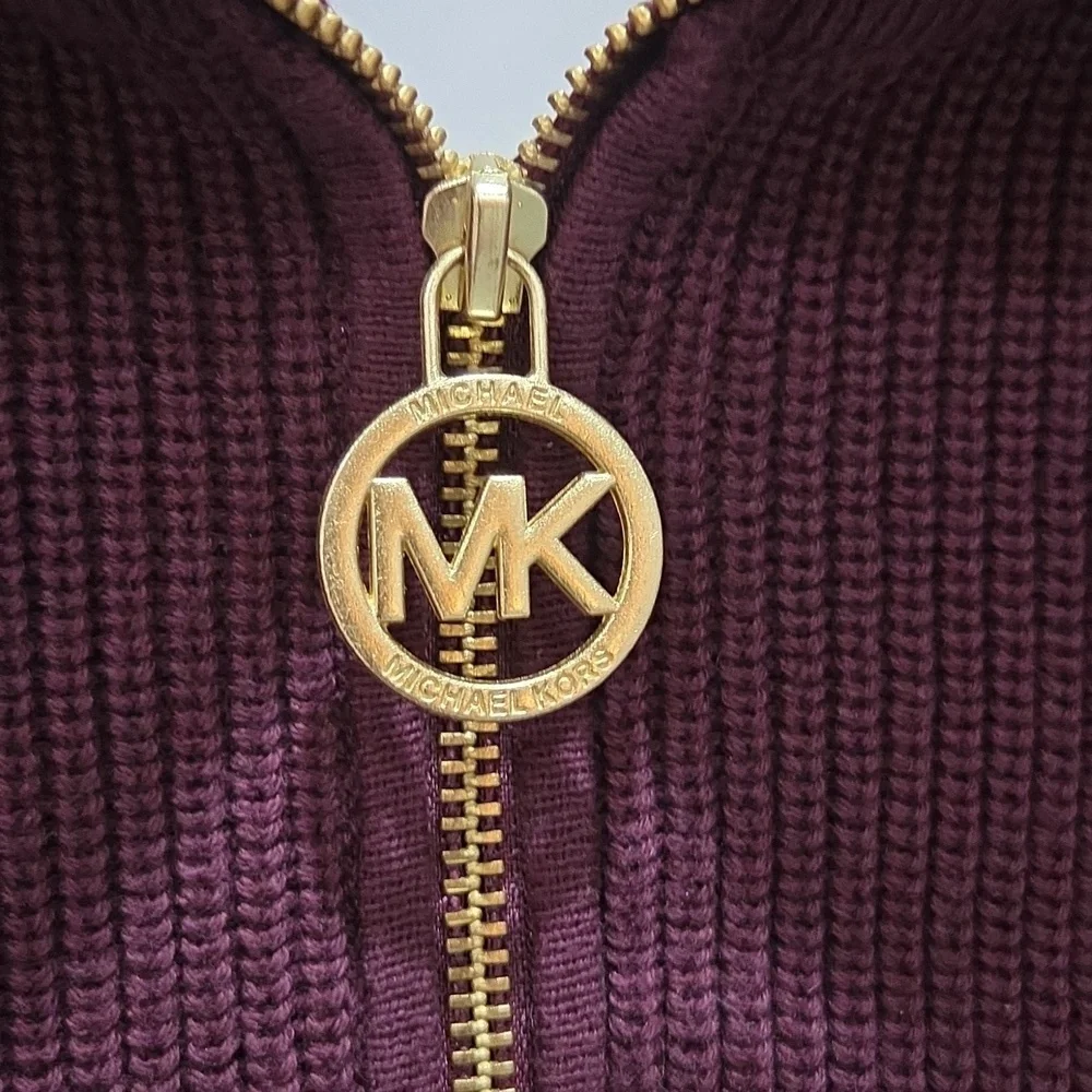 Michael Kors Logo Jacquard Quarter Zip Sweater, NWT, Large